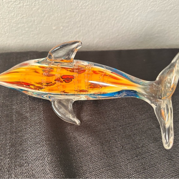 Beautiful Murano Style Blown Glass Dolphin With Vivid Colour - Picture 7 of 9